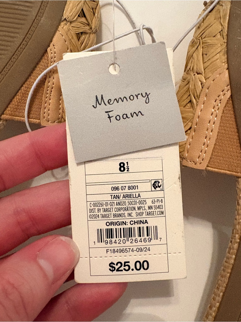 A New Day Raffia Slide Sandals Natural Woven Memory Foam Women’s Size 8.5 NWT - Picture 4 of 4